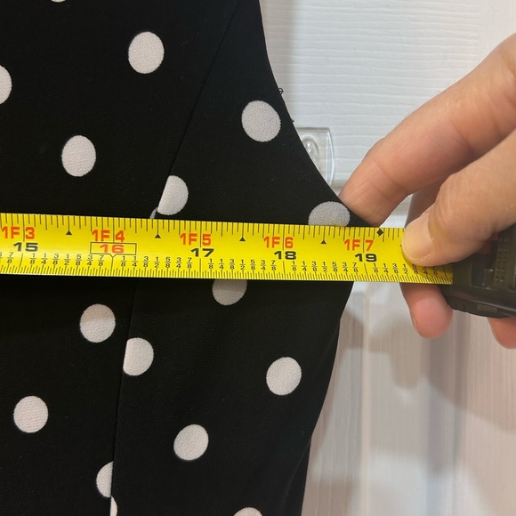 Lauren Ralph Lauren Dress Women 14 Black Polka Dot Surplice Neck Fit Flare Knee - Picture 6 of 9